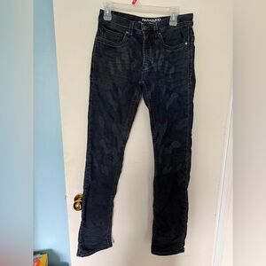 Parasuco Men's Dark Blue Camo Slim Straight Jeans
